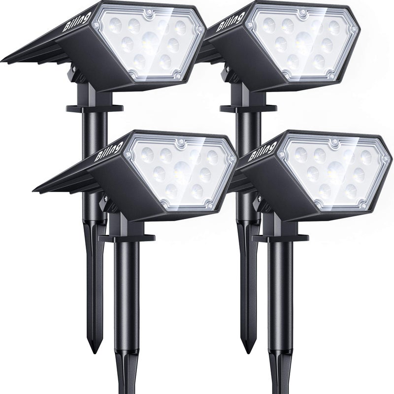 Biling Solar Spot Lights Outdoor, Bright 700 Lumen Solar Lights Outdoor Waterproof IP67 for House Patio Pathway Yard Garden Driveway Pool - White(4 Pack) - Image 1